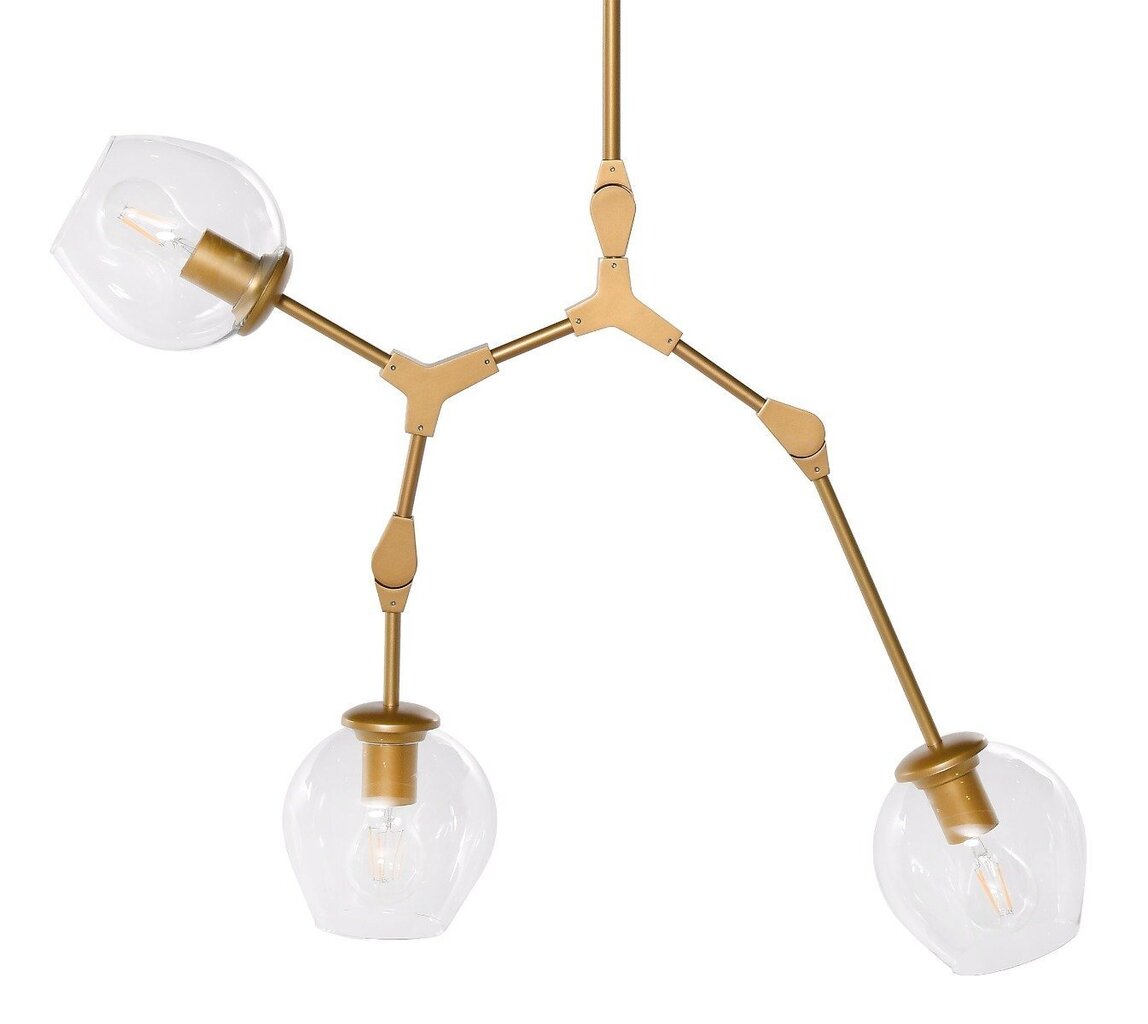 HANGING LAMP TWIG S 100X42CM GLASS ALUMINIUM STEEL GOLD hind ja info | Rippvalgustid | kaup24.ee