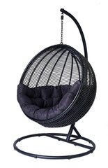 HANGING CHAIR COCOON DE LUXE 120X73X195CM ECO-RATTAN BLACK, BLACK PILLOW цена и информация | Садовые стулья, кресла, пуфы | kaup24.ee