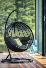 HANGING CHAIR COCOON DE LUXE 120X73X195CM ECO-RATTAN BLACK, BLACK PILLOW цена и информация | Садовые стулья, кресла, пуфы | kaup24.ee