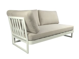 SOFA 2-SEATER LEFT SUE 172X91X71CM ALU WHITE FABRIC BEIGE цена и информация | Садовые стулья, кресла, пуфы | kaup24.ee