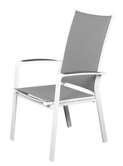 CHAIR LAURA 67x58x104CM CONVERTIBLE TEX GREY, ALU.WHITE MAT цена и информация | Садовые стулья, кресла, пуфы | kaup24.ee