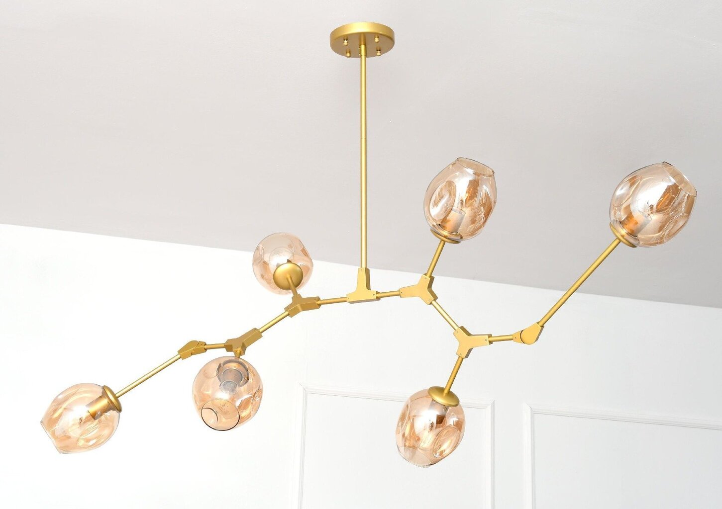 HANGING LAMP TWIG L 160X46CM GLASS ALUMINIUM STEEL GOLD, GOLD SHADE цена и информация | Rippvalgustid | kaup24.ee