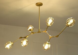 HANGING LAMP TWIG L 160X46CM GLASS ALUMINIUM STEEL GOLD, GOLD SHADE цена и информация | Люстры | kaup24.ee