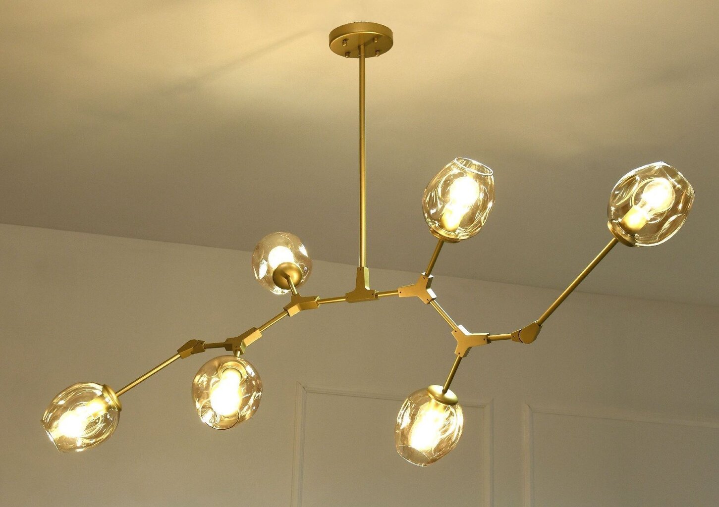 HANGING LAMP TWIG L 160X46CM GLASS ALUMINIUM STEEL GOLD, GOLD SHADE цена и информация | Rippvalgustid | kaup24.ee