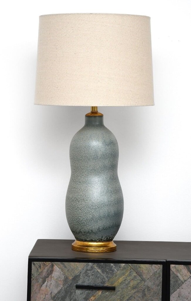 TABLE LAMP MUD 19X19X52CM WITH SHADE 39X39X28CM FLAX BEIGE, CERAMICS GREY MAT цена и информация | Laualambid | kaup24.ee