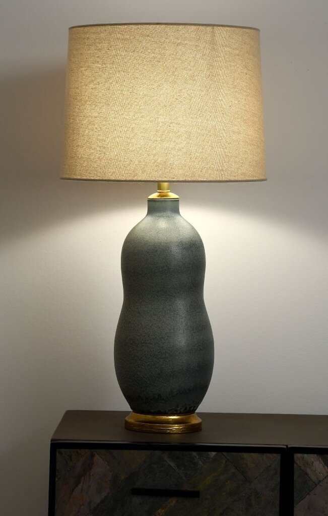 TABLE LAMP MUD 19X19X52CM WITH SHADE 39X39X28CM FLAX BEIGE, CERAMICS GREY MAT цена и информация | Laualambid | kaup24.ee