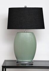 TABLE LAMP MIA H72CM CERAMIC MAT GREEN HAND MADE, CHROME WITH SHADE BLACK LINEN цена и информация | Настольные лампы | kaup24.ee