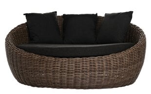 DAY BED MAJE NATURAL 186X183X90CM ECO-RATTAN SMOKE NATURAL 10MM, PILLOW SUNPROOF BLACK цена и информация | Садовые стулья, кресла, пуфы | kaup24.ee