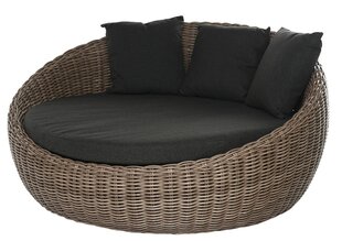 DAY BED MAJE NATURAL 186X183X90CM ECO-RATTAN SMOKE NATURAL 10MM, PILLOW SUNPROOF BLACK цена и информация | Садовые стулья, кресла, пуфы | kaup24.ee