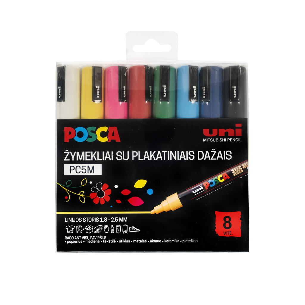 Markerid Uni-Ball Posca PC-5M, 8 tk. цена и информация | Kunstitarbed, voolimise tarvikud | kaup24.ee