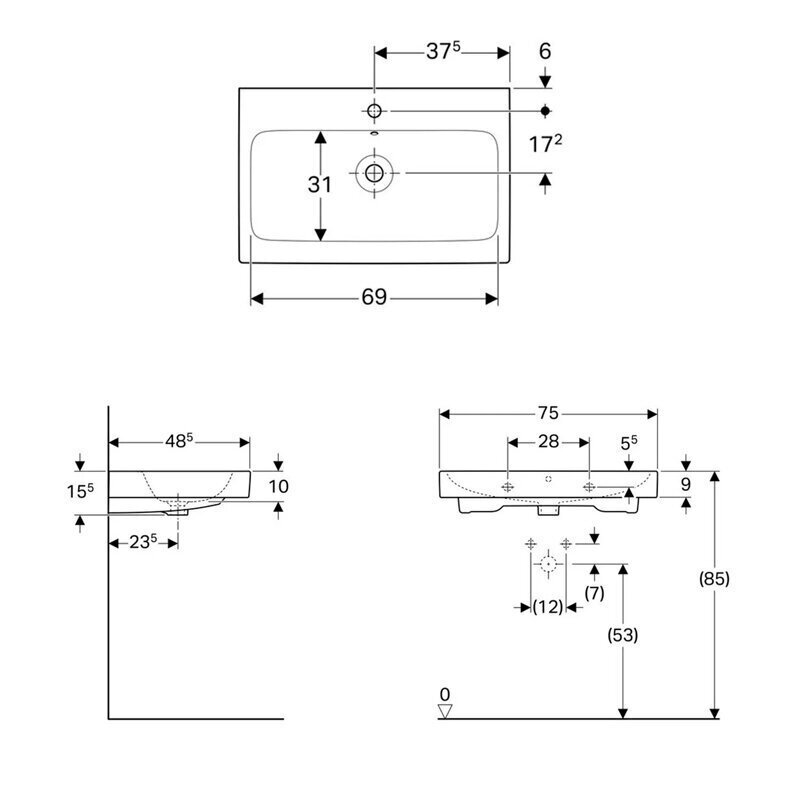 Valamu Keramag iConcept 75x48,5 hind ja info | Kraanikausid, valamud | kaup24.ee