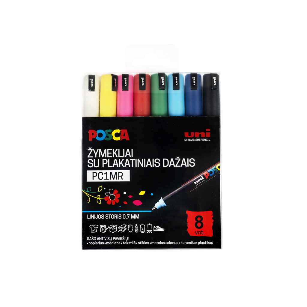 Markerid Uni Ball Posca PC-1MR, 8 tk. цена и информация | Kunstitarbed, voolimise tarvikud | kaup24.ee