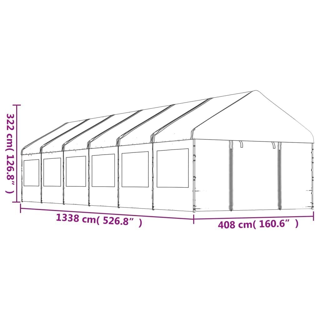 Katusega varjualune vidaXL, valge, 13,38 x 4,08 x 3,22 m цена и информация | Varikatused ja aiapaviljonid | kaup24.ee