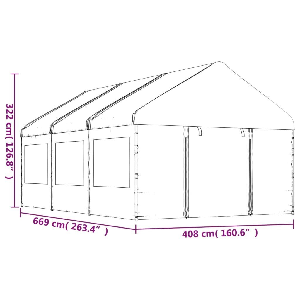 Katusega varjualune vidaXL, valge, 6,69 x 4,08 x 3,22 m цена и информация | Varikatused ja aiapaviljonid | kaup24.ee