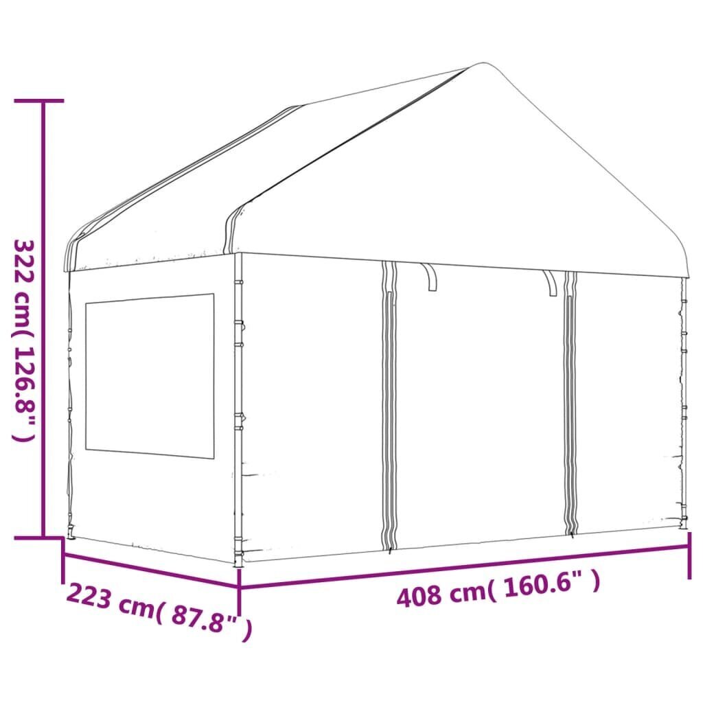 Katusega varjualune vidaXL, valge, 6,69 x 4,08 x 3,22 m цена и информация | Varikatused ja aiapaviljonid | kaup24.ee