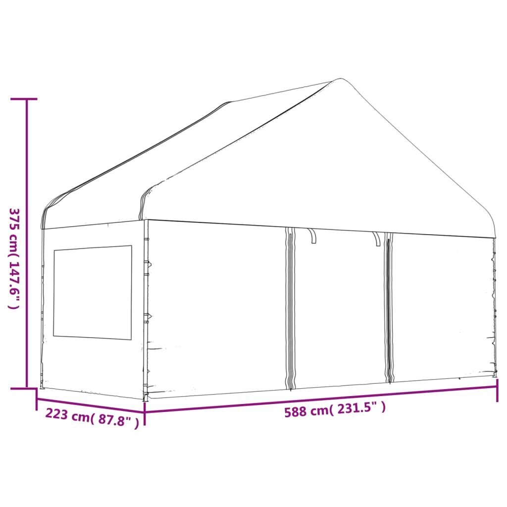 Katusega varjualune vidaXL, valge, 4,46 x 5,88 x 3,75 m цена и информация | Varikatused ja aiapaviljonid | kaup24.ee