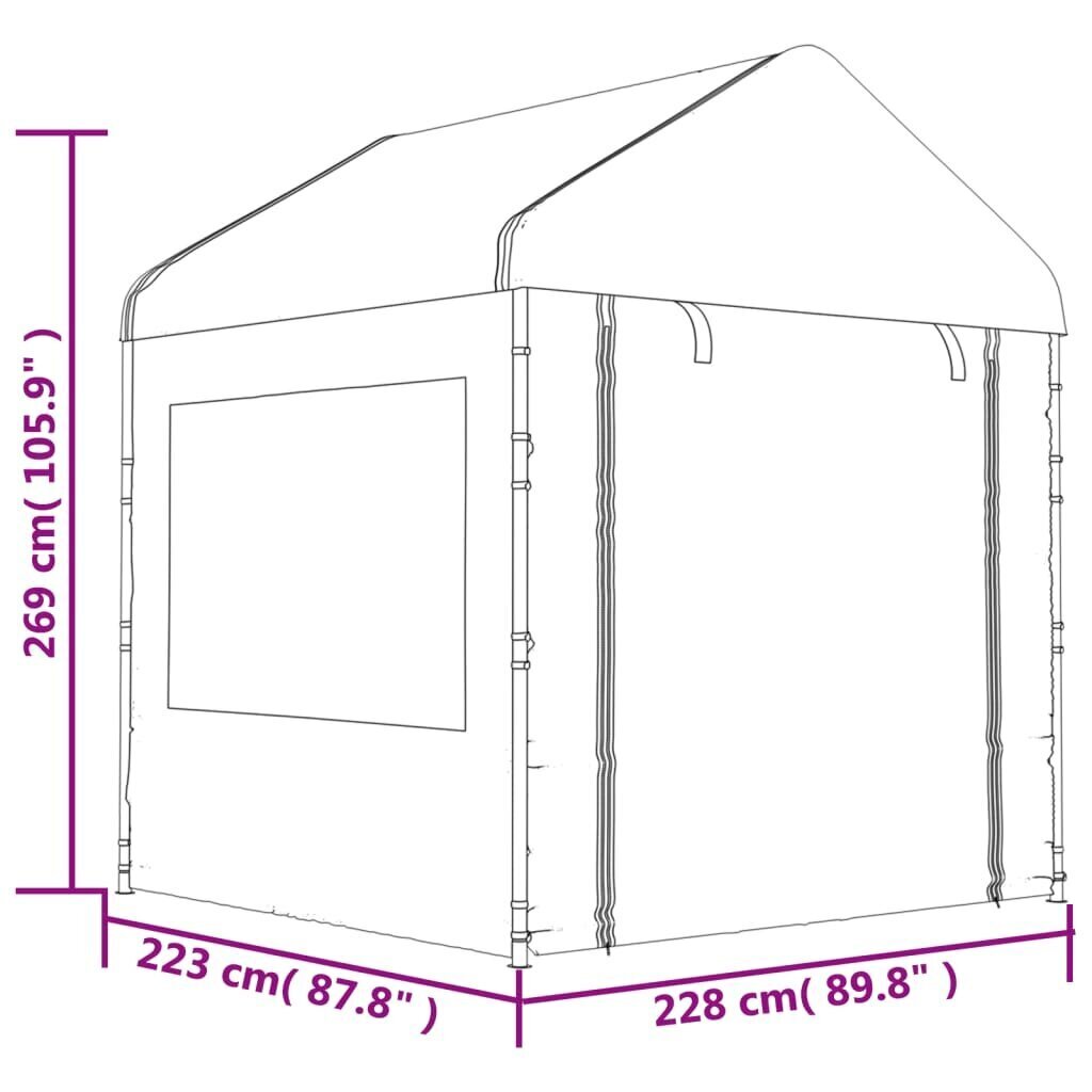 Katusega varjualune vidaXL, valge, 17,84 x 2,28 x 2,69 m цена и информация | Varikatused ja aiapaviljonid | kaup24.ee