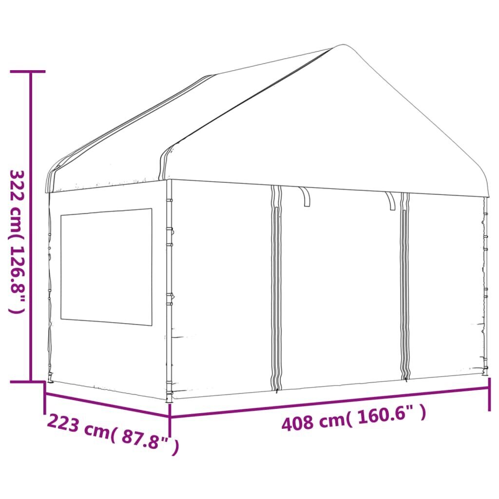 Katusega varjualune vidaXL, valge, 4,46 x 4,08 x 3,22 m цена и информация | Varikatused ja aiapaviljonid | kaup24.ee