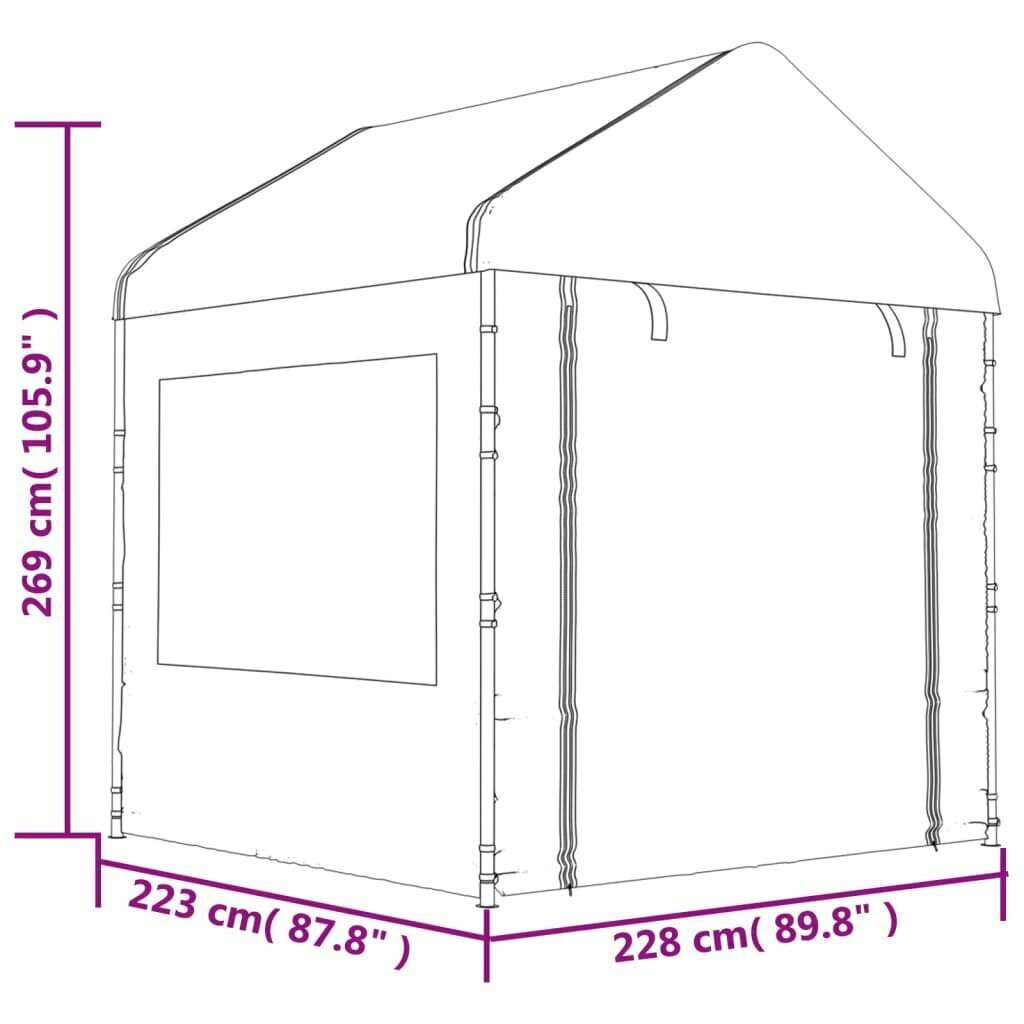 Katusega varjualune vidaXL, valge, 4,46 x 2,28 x 2,69 m цена и информация | Varikatused ja aiapaviljonid | kaup24.ee