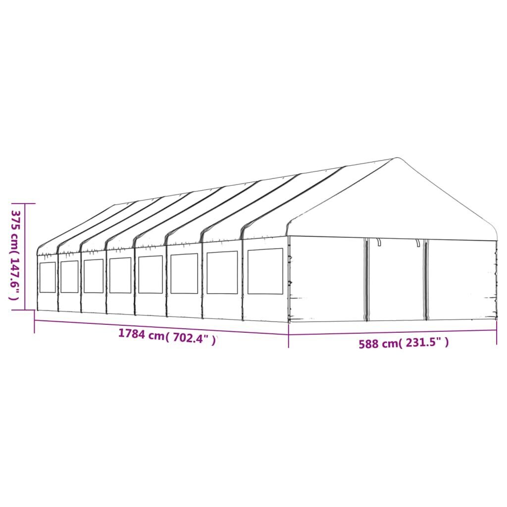 Katusega varjualune vidaXL, valge, 17,84 x 5,88 x 3,75 m hind ja info | Varikatused ja aiapaviljonid | kaup24.ee