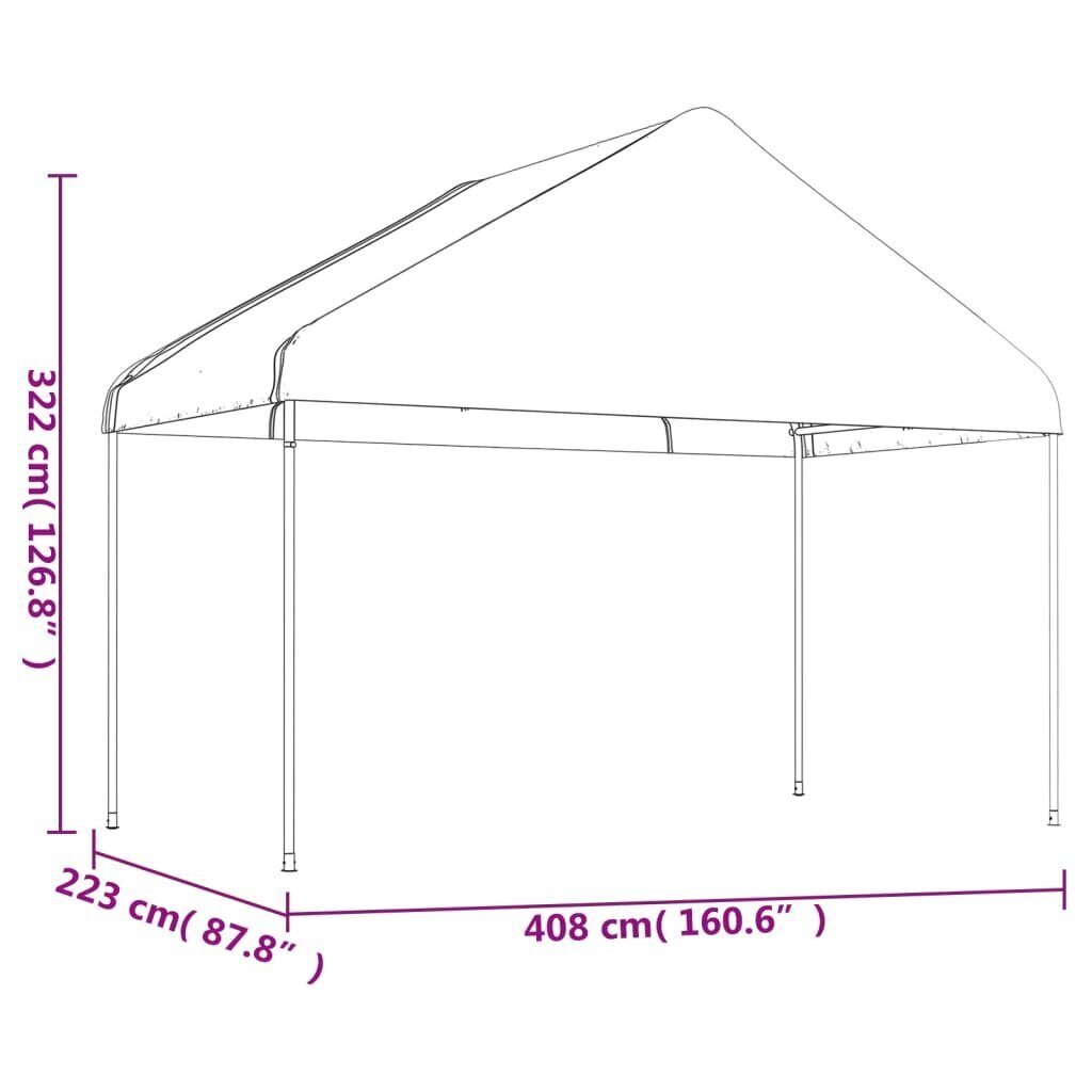 Katusega varjualune vidaXL, valge, 6,69 x 4,08 x 3,22 m hind ja info | Varikatused ja aiapaviljonid | kaup24.ee