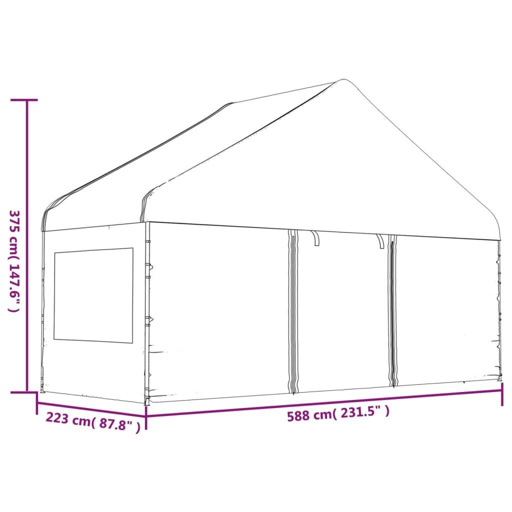 Katusega varjualune vidaXL, valge, 8,92 x 5,88 x 3,75 m hind ja info | Varikatused ja aiapaviljonid | kaup24.ee