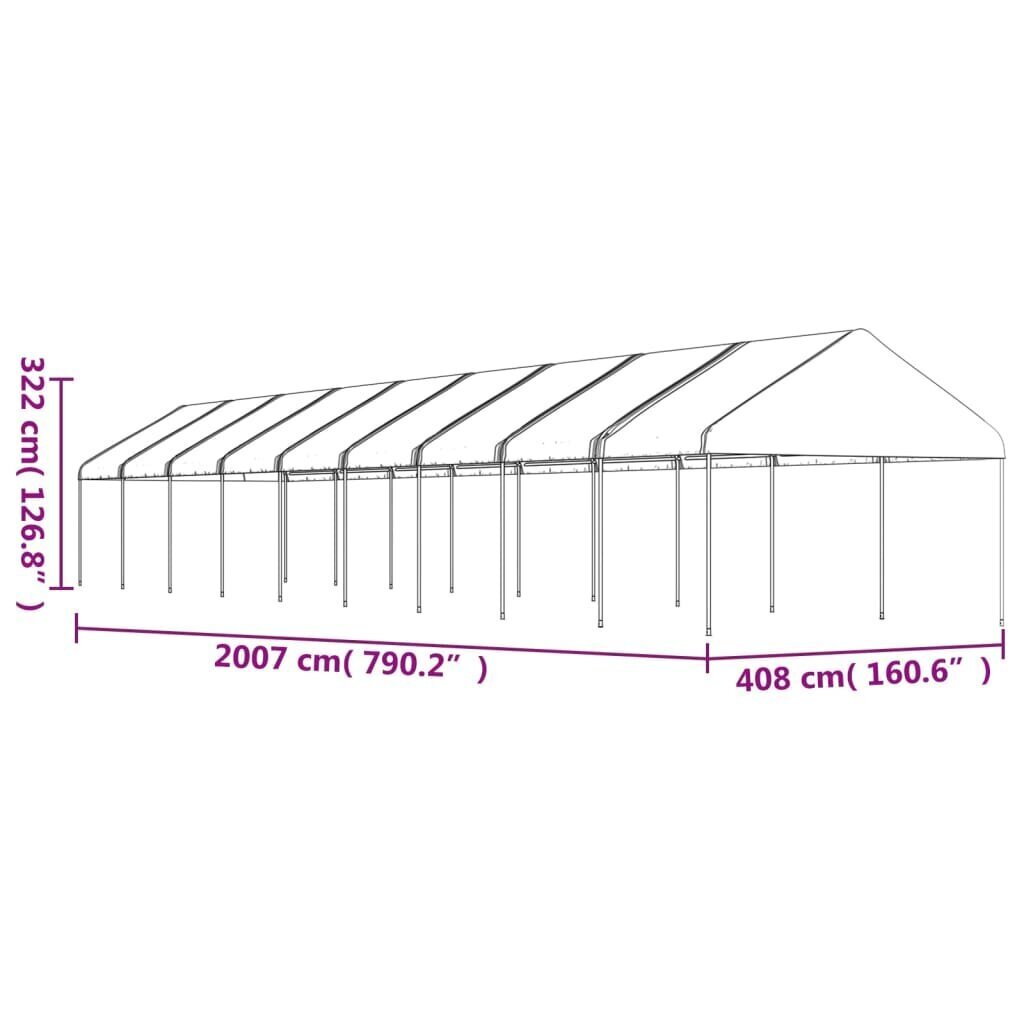 Katusega varjualune vidaXL, valge, 20,07 x 4,08 x 3,22 m цена и информация | Varikatused ja aiapaviljonid | kaup24.ee