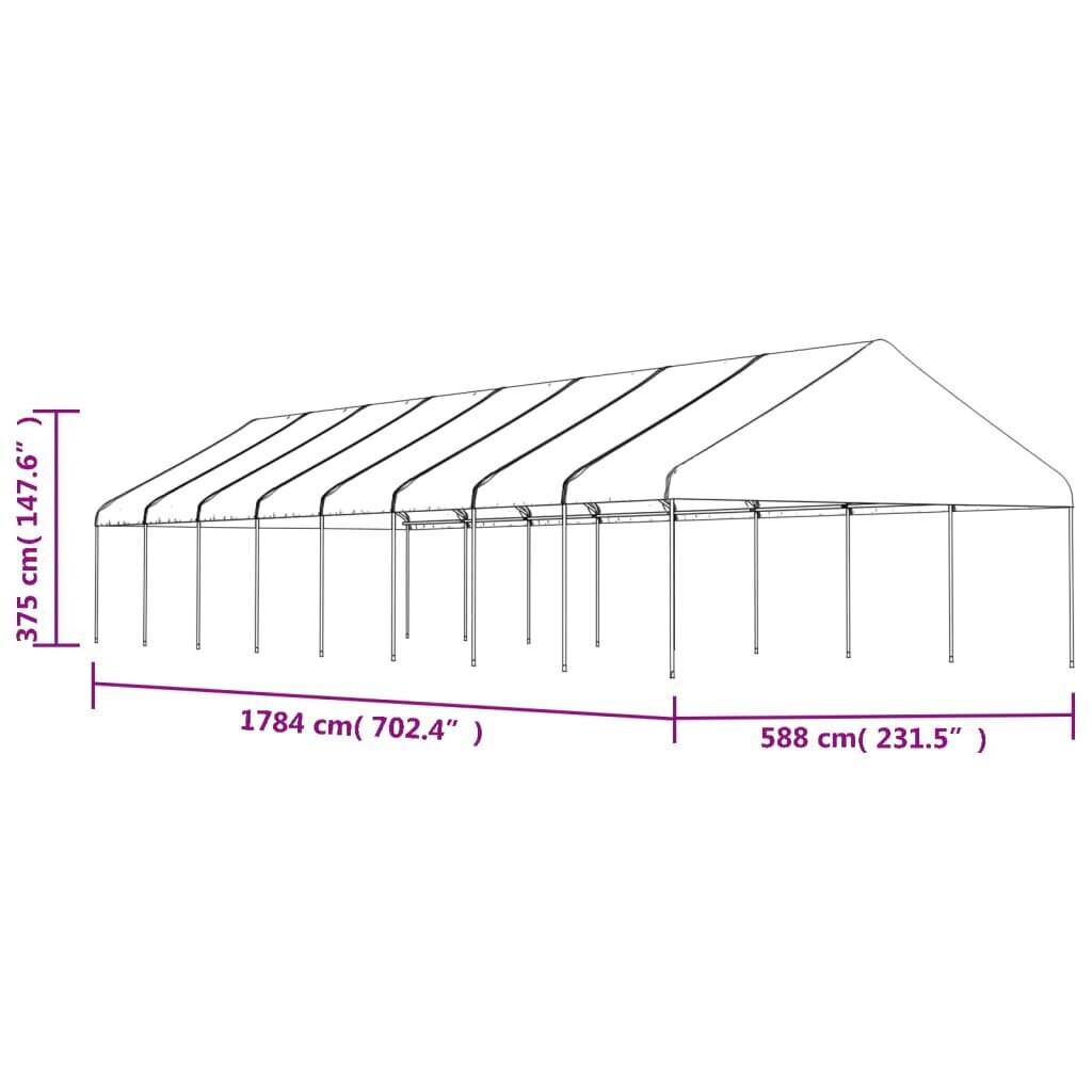 Katusega varjualune vidaXL, valge, 17,84 x 5,88 x 3,75 m цена и информация | Varikatused ja aiapaviljonid | kaup24.ee