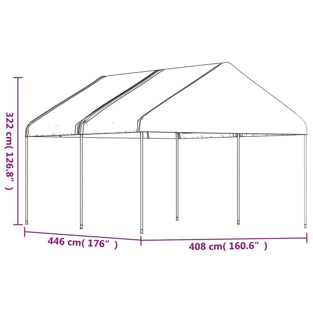 Katusega varjualune vidaXL, valge, 4,46 x 4,08 x 3,22 m цена и информация | Varikatused ja aiapaviljonid | kaup24.ee