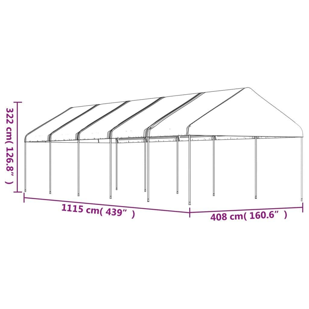 Katusega varjualune vidaXL, valge, 11,15 x 4,08 x 3,22 m цена и информация | Varikatused ja aiapaviljonid | kaup24.ee