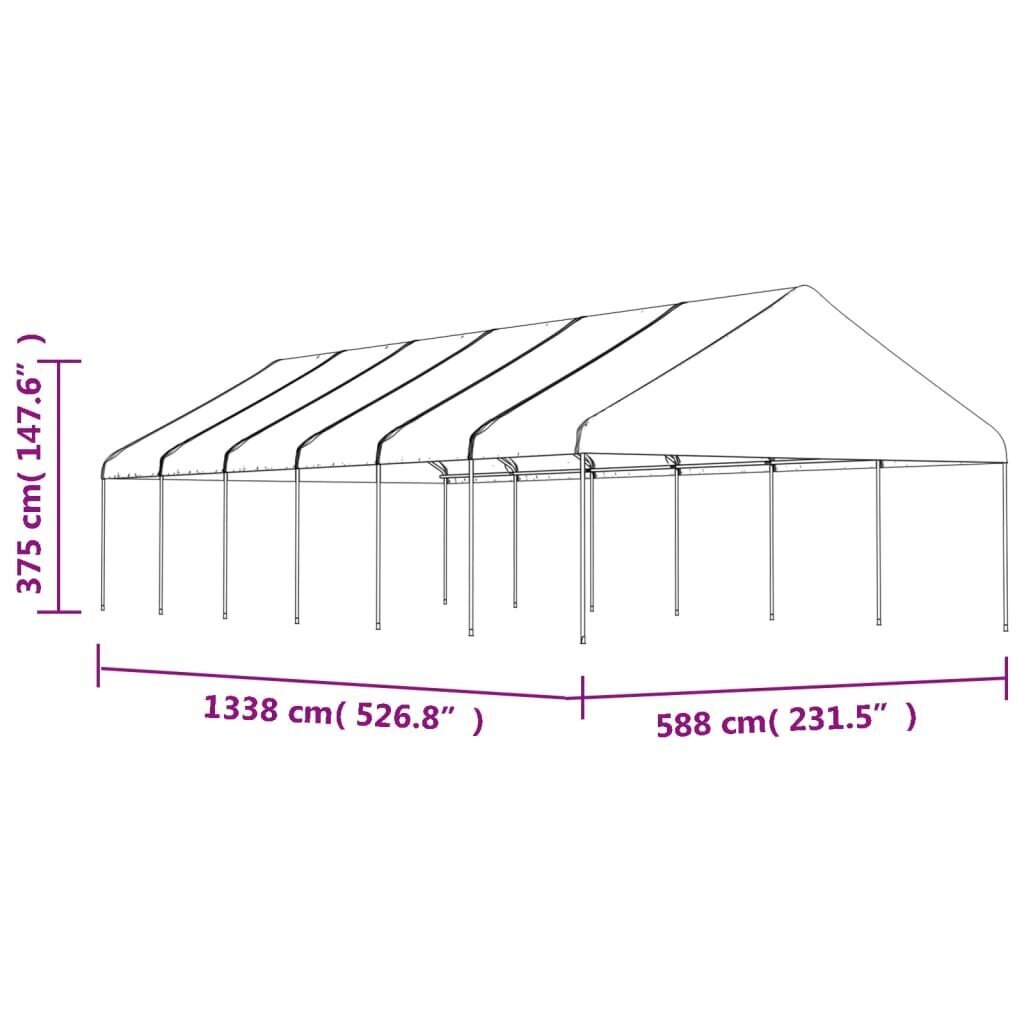 Katusega varjualune vidaXL, valge, 13,38 x 5,88 x 3,75 m hind ja info | Varikatused ja aiapaviljonid | kaup24.ee