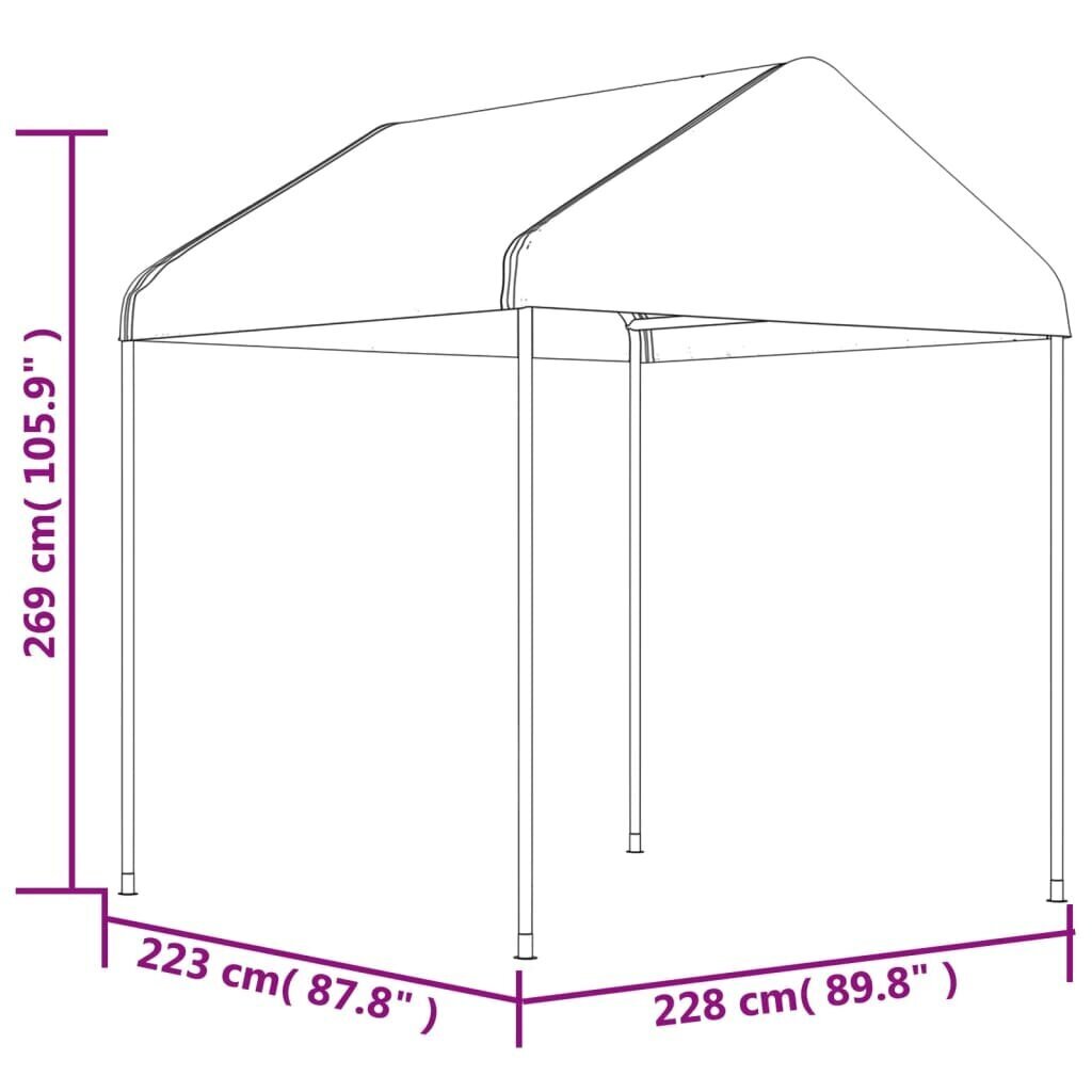 Katusega varjualune vidaXL, valge, 15,61 x 2,28 x 2,69 m цена и информация | Varikatused ja aiapaviljonid | kaup24.ee