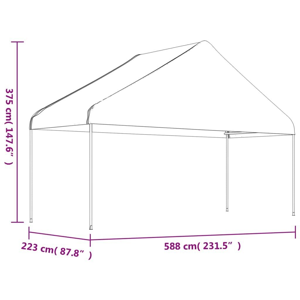 Katusega varjualune vidaXL, valge, 8,92 x 5,88 x 3,75 m hind ja info | Varikatused ja aiapaviljonid | kaup24.ee