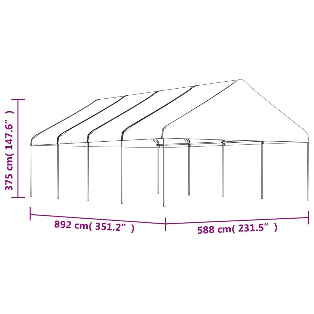 Katusega varjualune vidaXL, valge, 8,92 x 5,88 x 3,75 m цена и информация | Varikatused ja aiapaviljonid | kaup24.ee