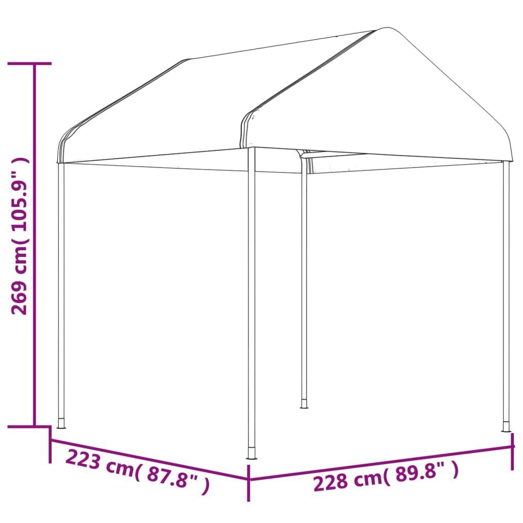 Katusega varjualune vidaXL, valge, 17,84 x 2,28 x 2,69 m hind ja info | Varikatused ja aiapaviljonid | kaup24.ee