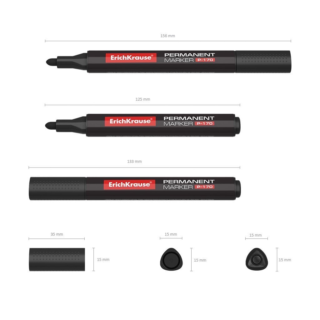 Marker Erich Krause P-170 permanent, must цена и информация | Kirjatarbed | kaup24.ee