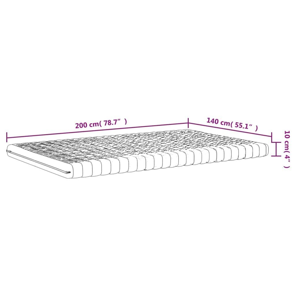 Poroloonmadrats vidaXL, 140x200 cm, 7 tsooni, kõvadus 20 ILD, valge hind ja info | Madratsid | kaup24.ee