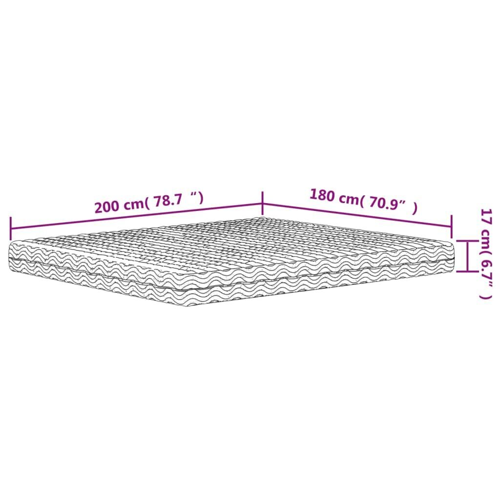 Poroloonmadrats vidaXL 180x200 cm kõvadus H2 H3, valge hind ja info | Madratsid | kaup24.ee