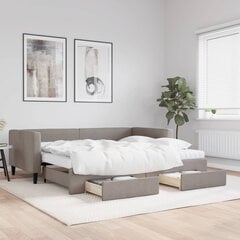 Diivanvoodi vidaXL väljatõmmatava osaga, 90x200 cm, kangas, pruun цена и информация | Кровати | kaup24.ee