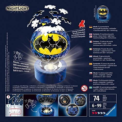 Ravensburgeri ümmargune 72 tükki valgustas 11080 3D mõistatus öövalgust Batman цена и информация | Poiste mänguasjad | kaup24.ee