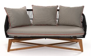 SOFA BAHIA 164X94X76CM TEAK NATURAL EKORATTAN BLACK OLEFIN CUSHION GRAY WITH CURLED цена и информация | Садовые стулья, кресла, пуфы | kaup24.ee