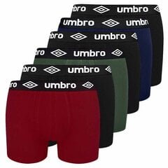 Мужские трусы-боксеры UMBRO 6 шт BM565 Черный хлопок Разме цена и информация | Мужские трусы | kaup24.ee