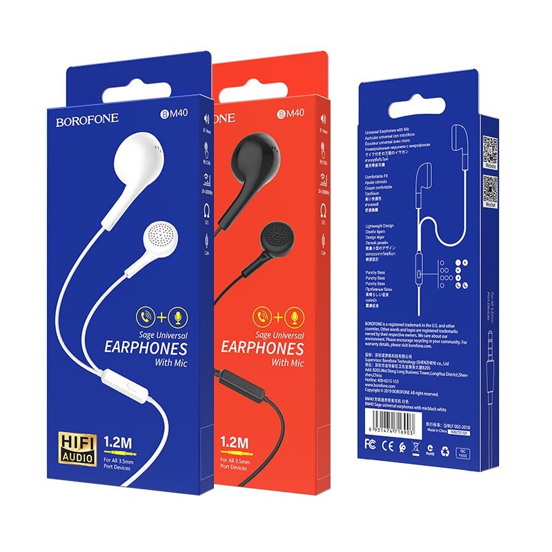 Borofone Earphones BM40 Sage цена и информация | Kõrvaklapid | kaup24.ee