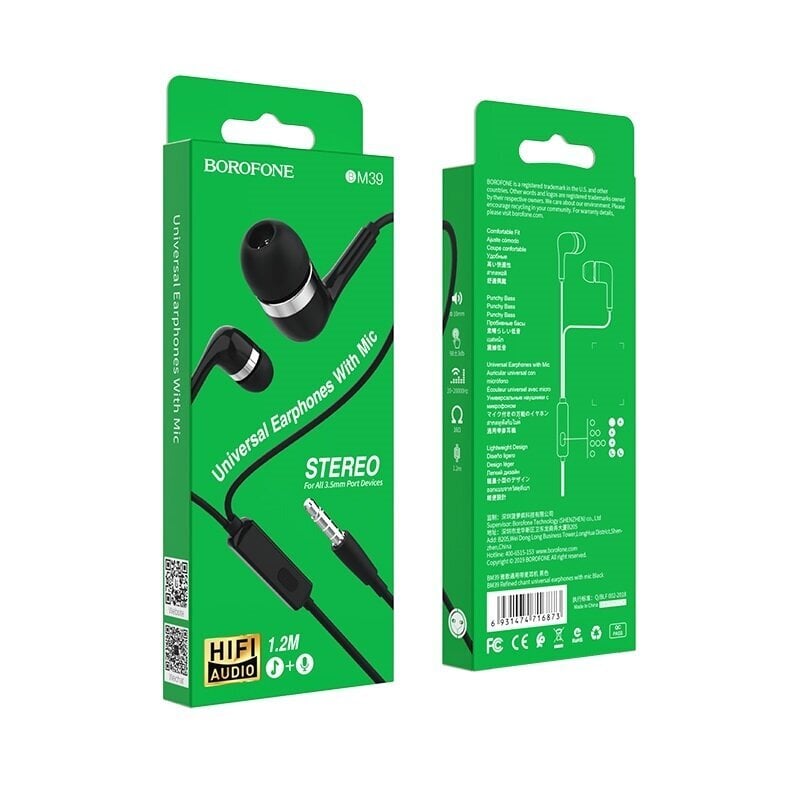 Borofone Earphones BM39 Refined Chant hind ja info | Kõrvaklapid | kaup24.ee