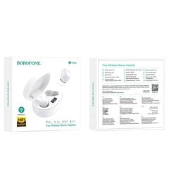 Borofone TWS Bluetooth Earphones BW06 Manner White цена и информация | Наушники | kaup24.ee