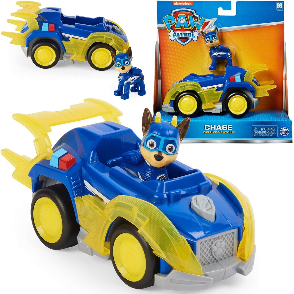 Cosmopolitan deluxe Paw Patrol Chase pisikene figuur + Väike sinine sõiduk Mighty Pups S цена и информация | Poiste mänguasjad | kaup24.ee