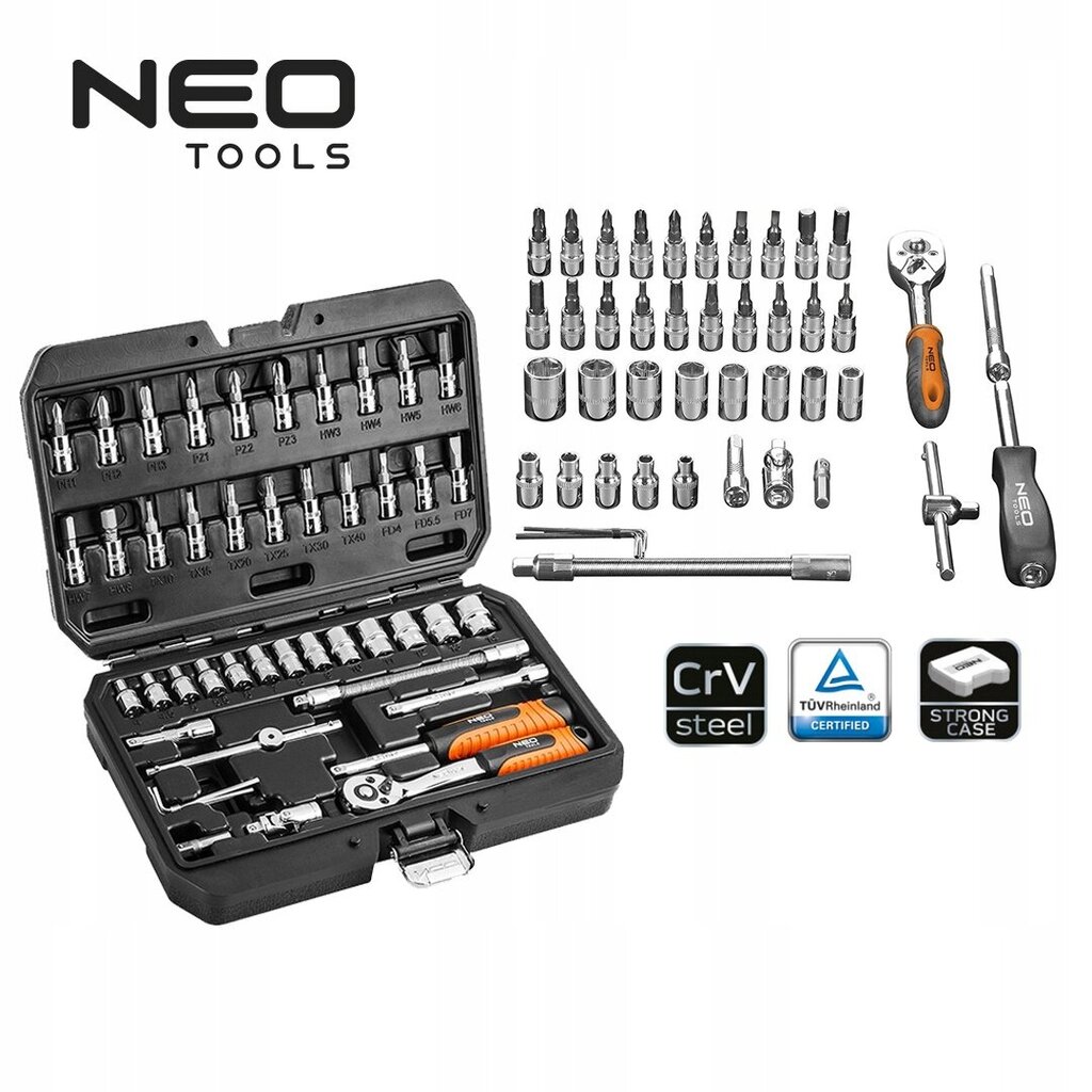 Tööriistakomplekt + vöökott Neo Tools 1/4", 46 tk hind ja info | Käsitööriistad | kaup24.ee
