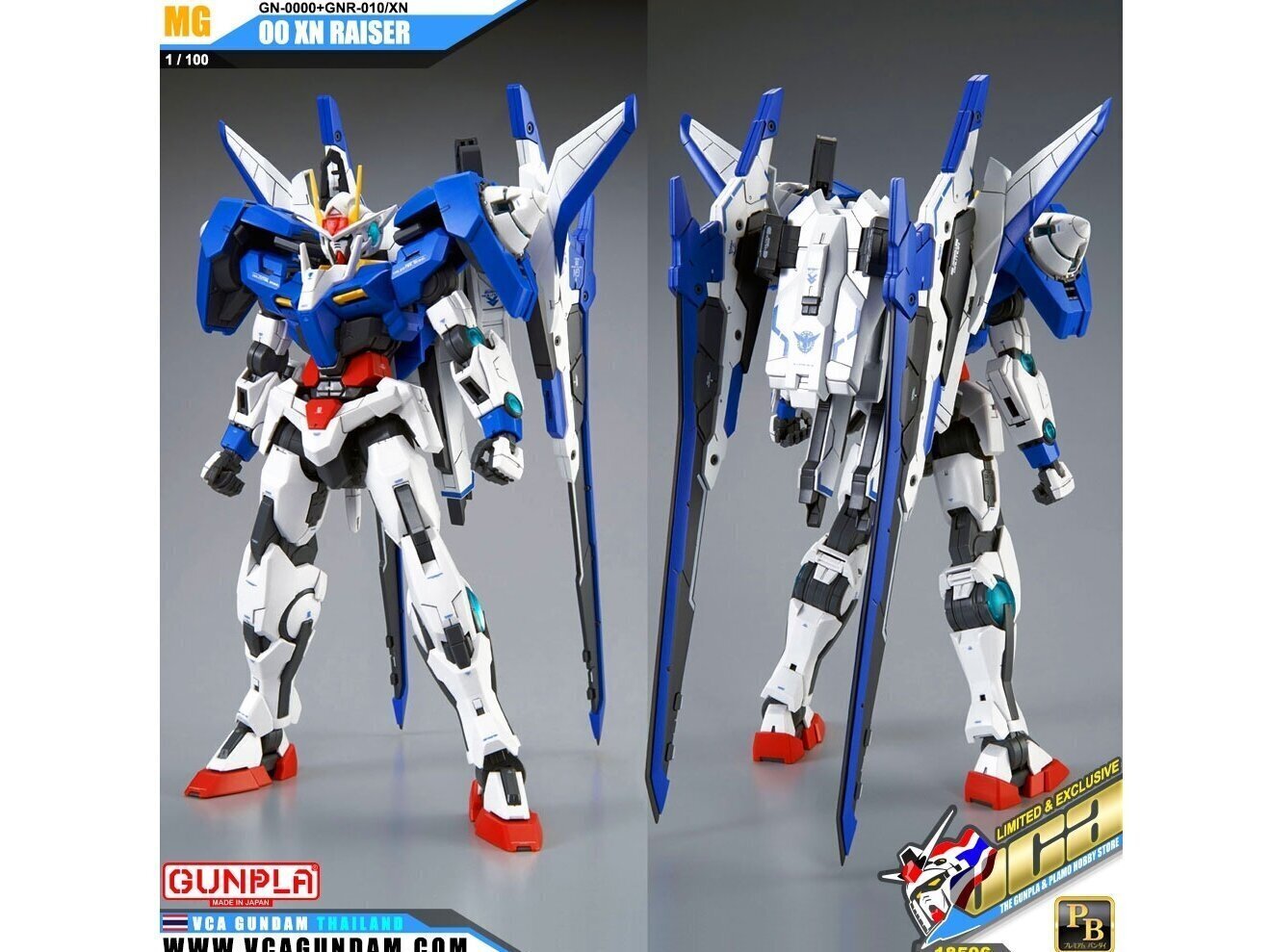 Bandai - MG Gundam 00 GN-0000+GNR-010/XN RAISER, 1/100, 62848 hind ja info | Klotsid ja konstruktorid | kaup24.ee