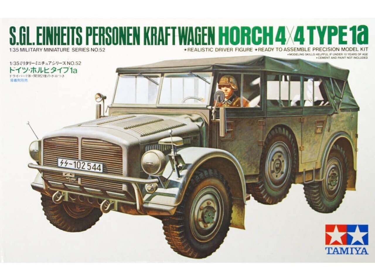 Tamiya - S.GL. Einheits Personen Kraftwagen Horch 4X4 Type 1a, 1/35, 35052 hind ja info | Klotsid ja konstruktorid | kaup24.ee