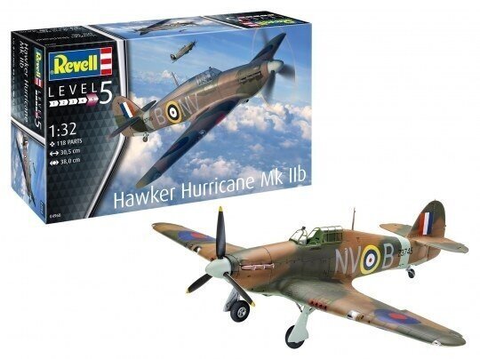 Revell - Hawker Hurricane Mk.IIB, 1/32, 04968 цена и информация | Klotsid ja konstruktorid | kaup24.ee